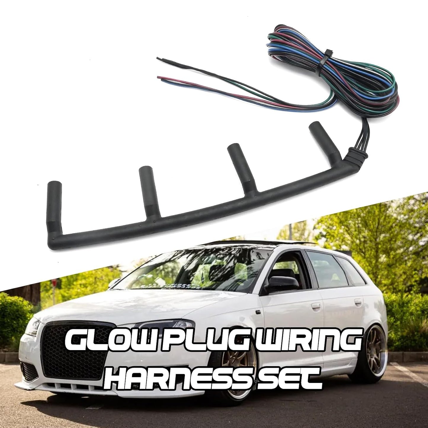 Ollanoos Glow Plug Wiring Harness 038971782C Compatible with Audi A3 2001-2003 VW Golf Jetta Sharan Transporter