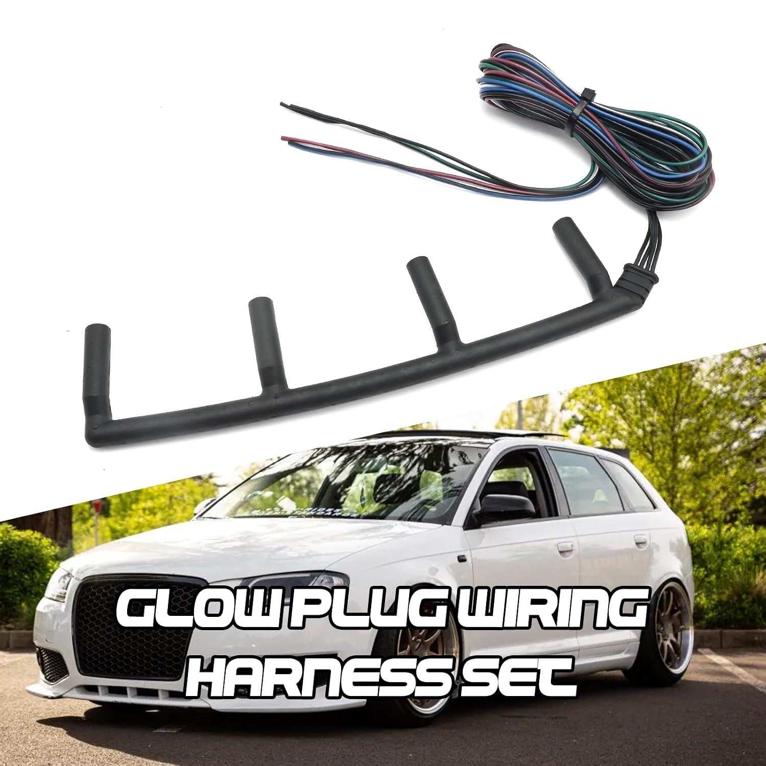 Ollanoos Glow Plug Wiring Harness 038971782C Compatible with Audi A3 2001-2003 VW Golf Jetta Sharan Transporter
