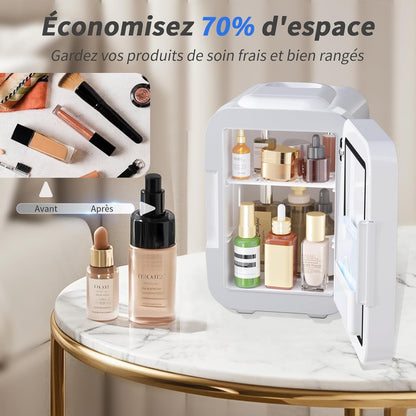 YASHE Portable Mini Skincare Fridge with LED Mirror 4L