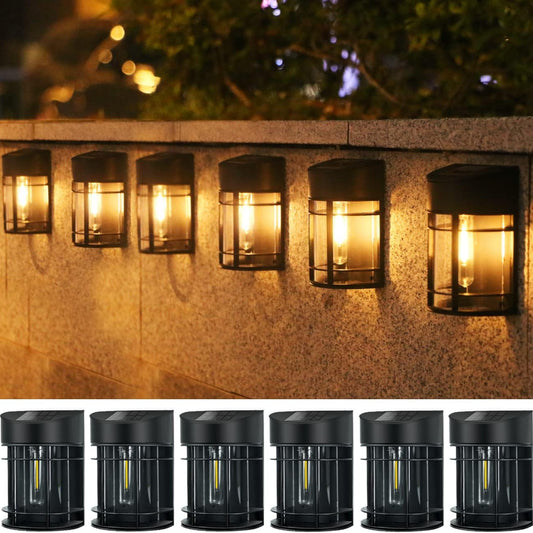 Nipify 6-Pack Warm White Retro Solar Fence Wall Lights