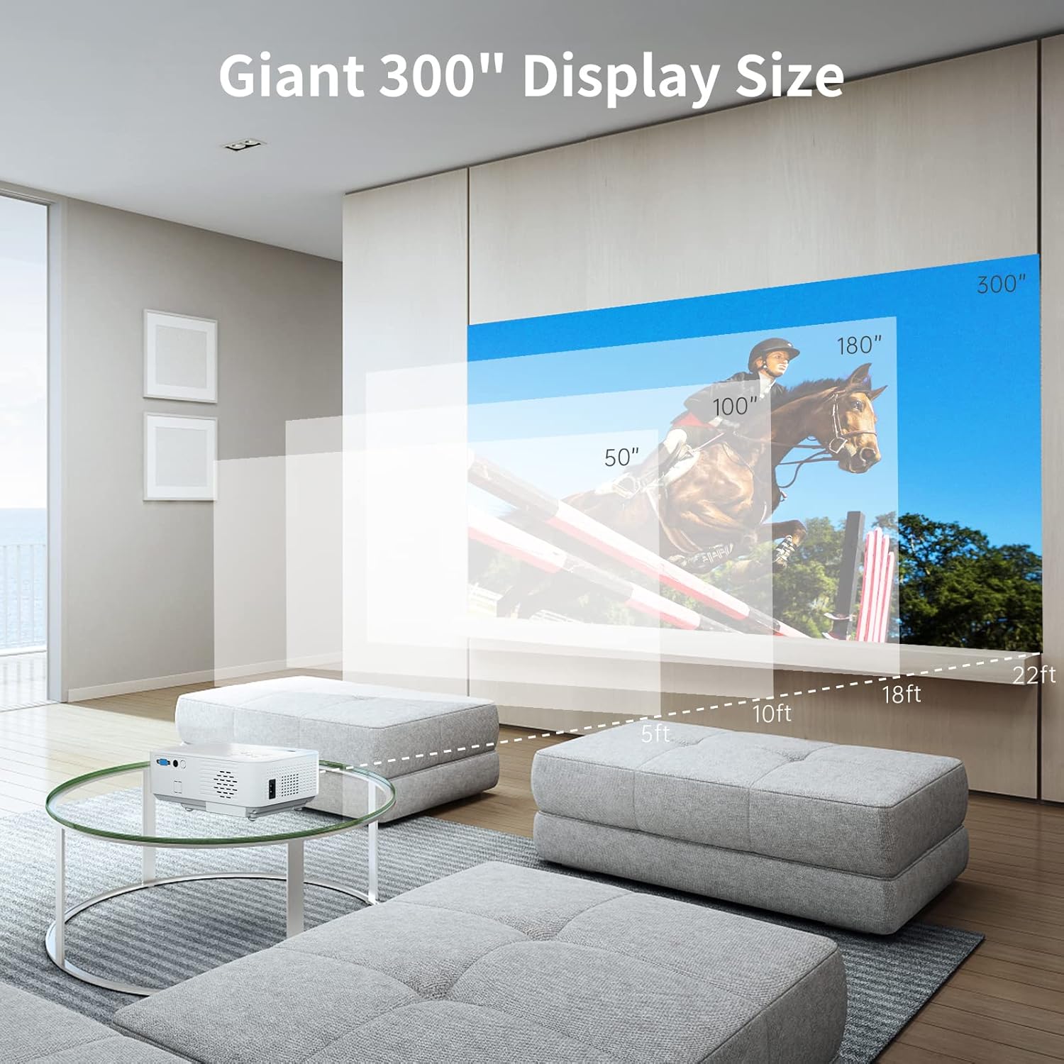 Giaomar Mini Projector: 1080P Full HD, 4K Supported, WiFi, Bluetooth, Portable Home Theater