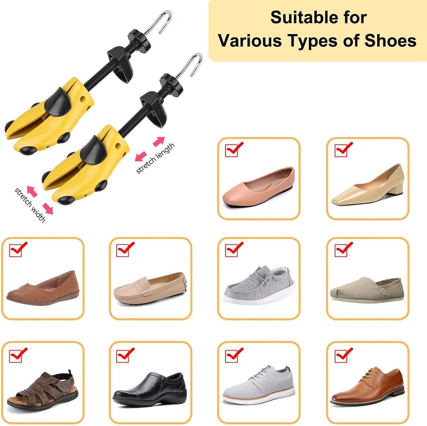 Halcent Two-Way Adjustable Shoe Stretcher Kit with Horn