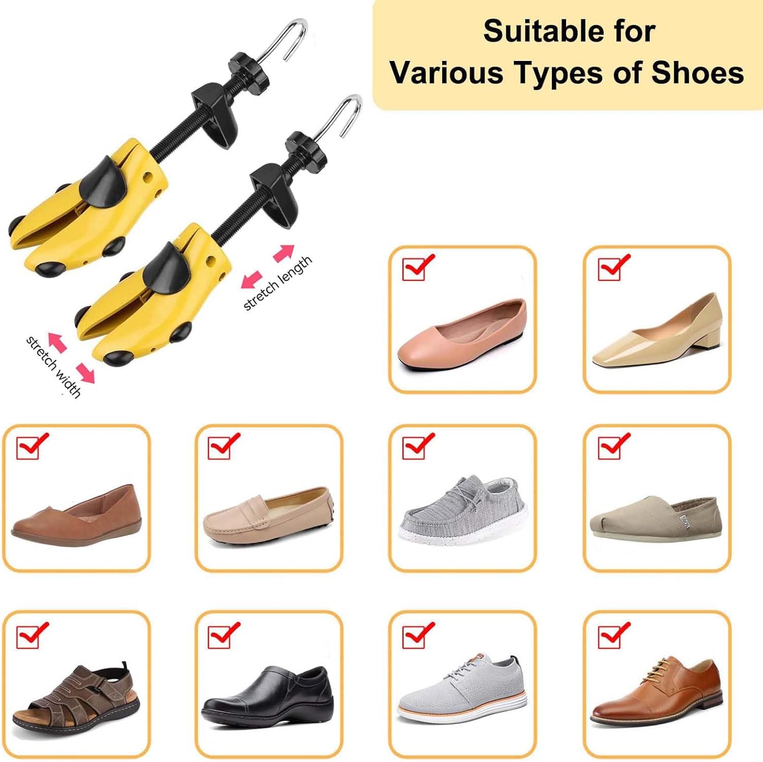Halcent Two-Way Adjustable Shoe Stretcher Kit with Horn