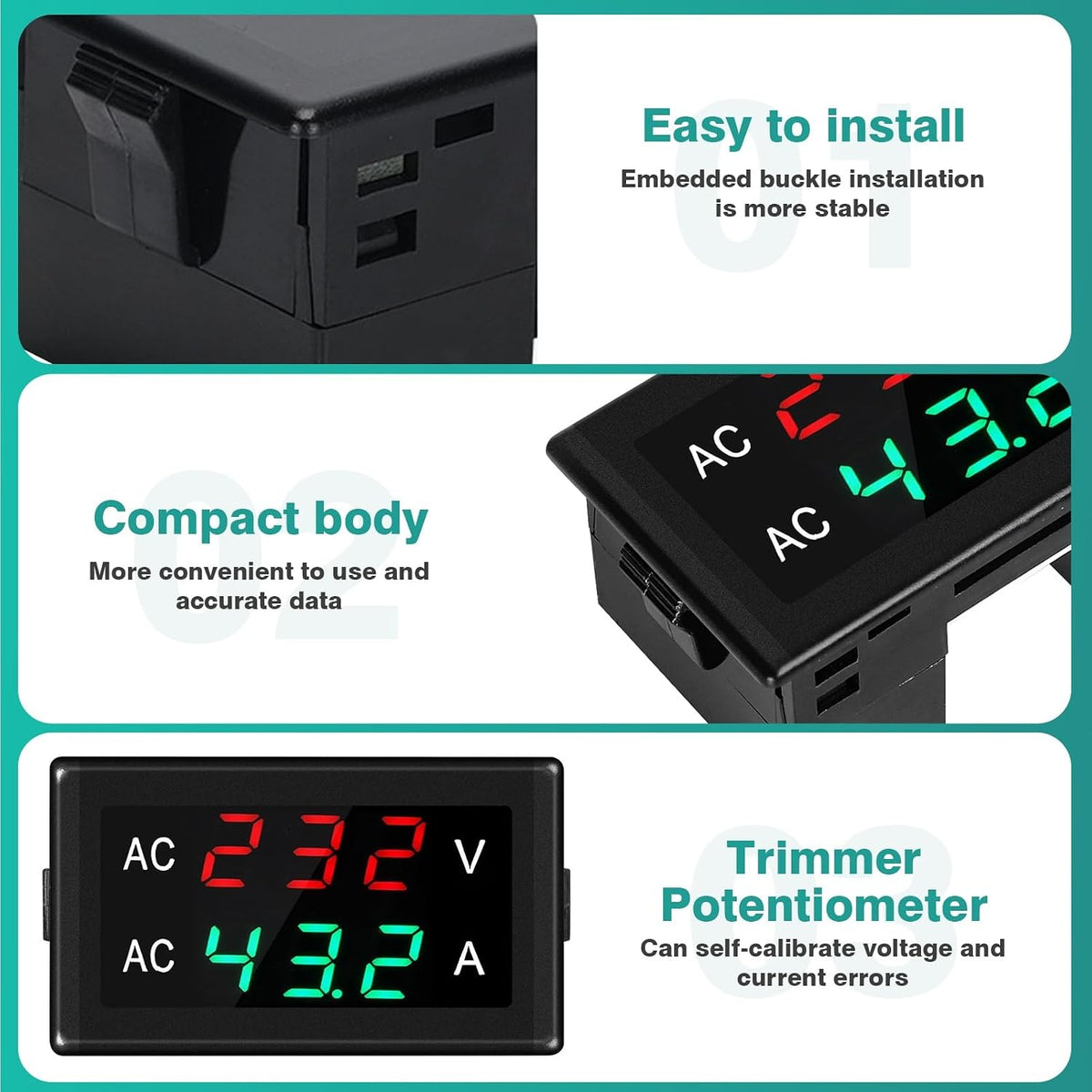 Jadeshay KBADBCNDD-GSLJH109914 Digital Voltmeter Ammeter AC50-500V 0-120A