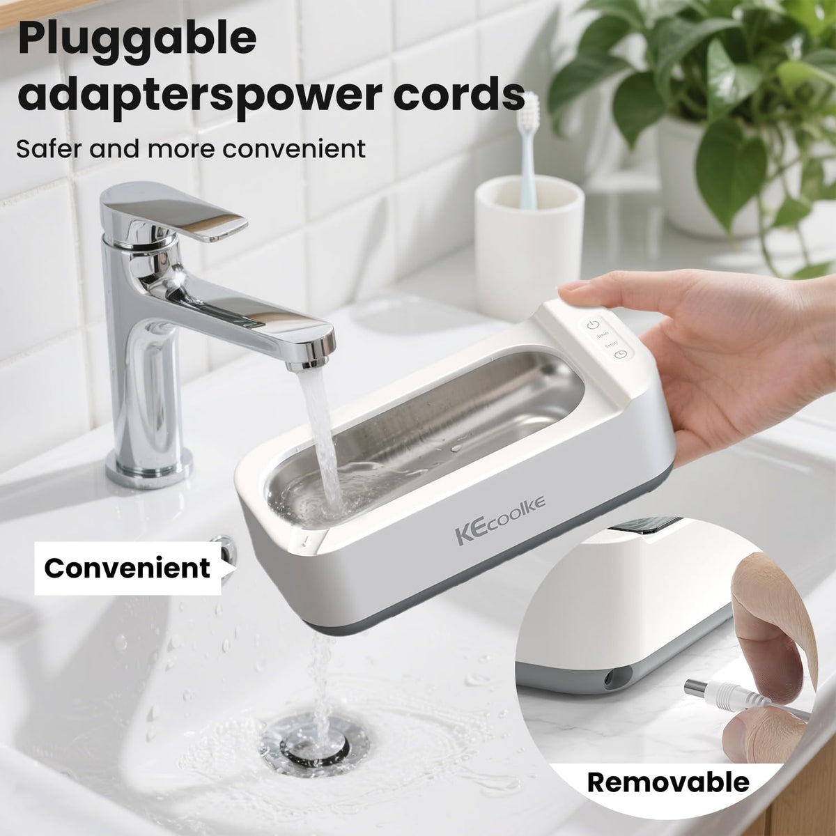 KECOOLKE 400ml Ultrasonic Jewelry Cleaner Machine SU-707A