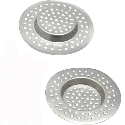 Sink Strainer Plug Hole Hair Catcher 2Pcs Stainless Steel Hair Catchers, Bathtub Shower Drain Cover Hair Catcher Sink Plug Stopper Drain Filter for Kitchen Bathroom Sink (7.6cm)