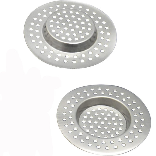 Sink Strainer Plug Hole Hair Catcher 2Pcs Stainless Steel Hair Catchers, Bathtub Shower Drain Cover Hair Catcher Sink Plug Stopper Drain Filter for Kitchen Bathroom Sink (7.6cm)