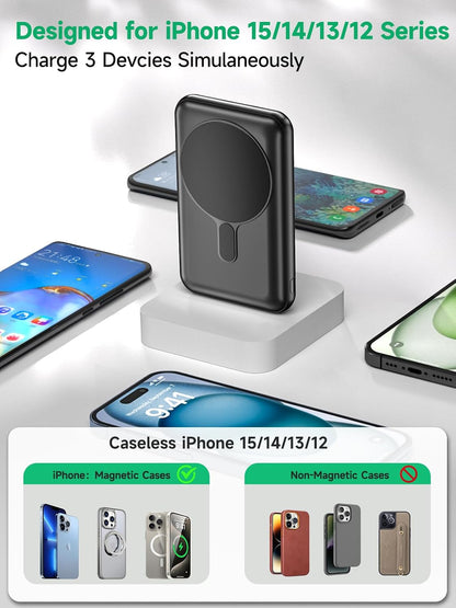AeeKemee Magnetic Wireless Power Bank 12000mAh Black