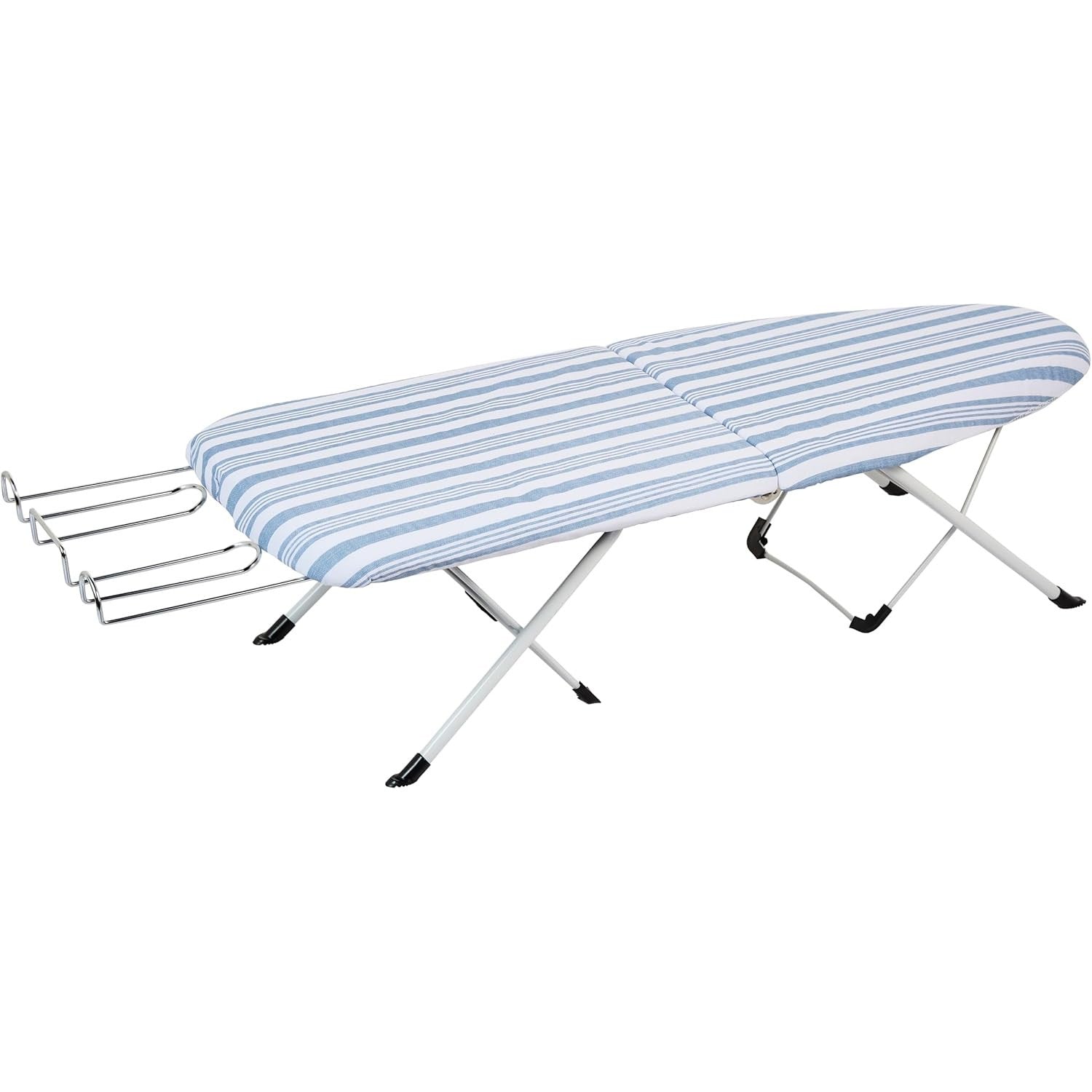 Honey-Can-Do Blue Stripe Foldable Tabletop Ironing Board with Rest