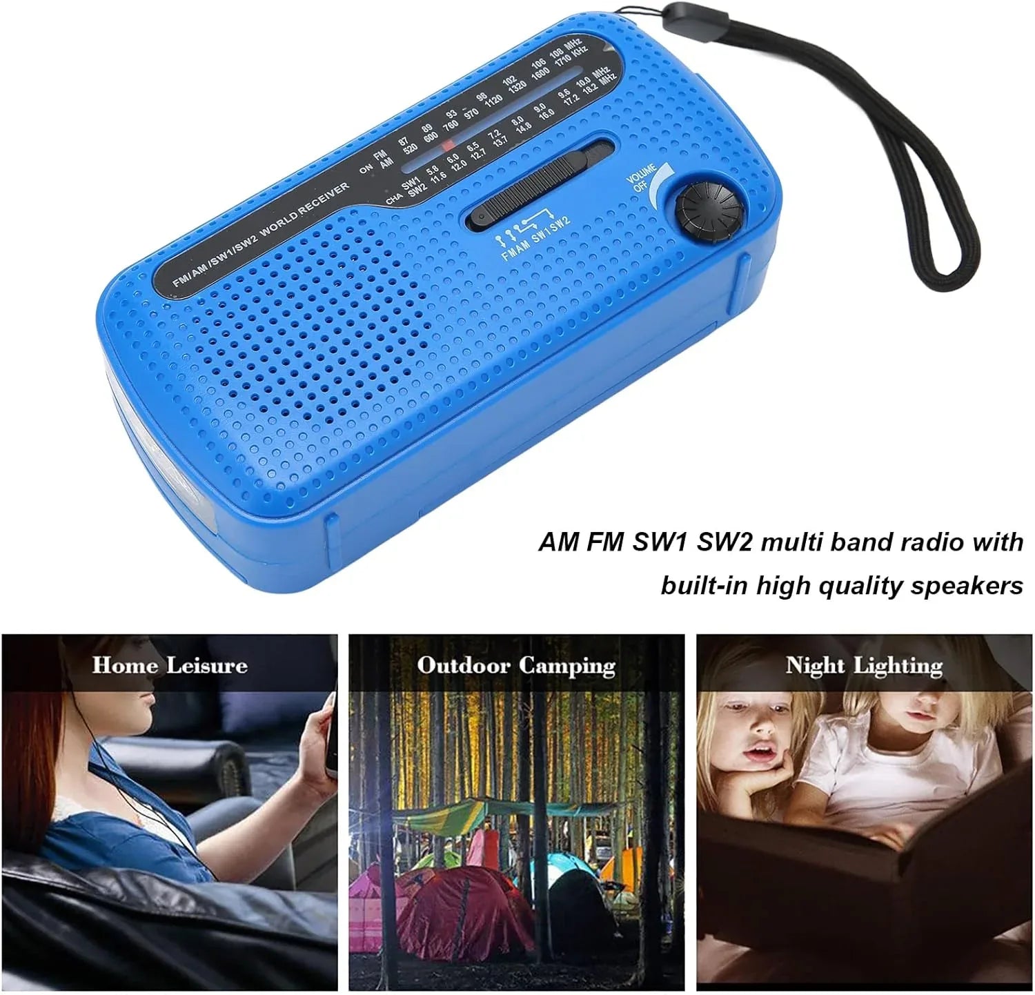 Solar Hand Crank Multi-Band Emergency Radio with LED Flashlight - Gomix Brands Outlet