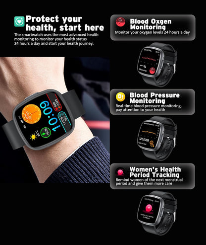 Waterproof 1.72" HD Smartwatch with 100+ Fitness and Health Tracking
