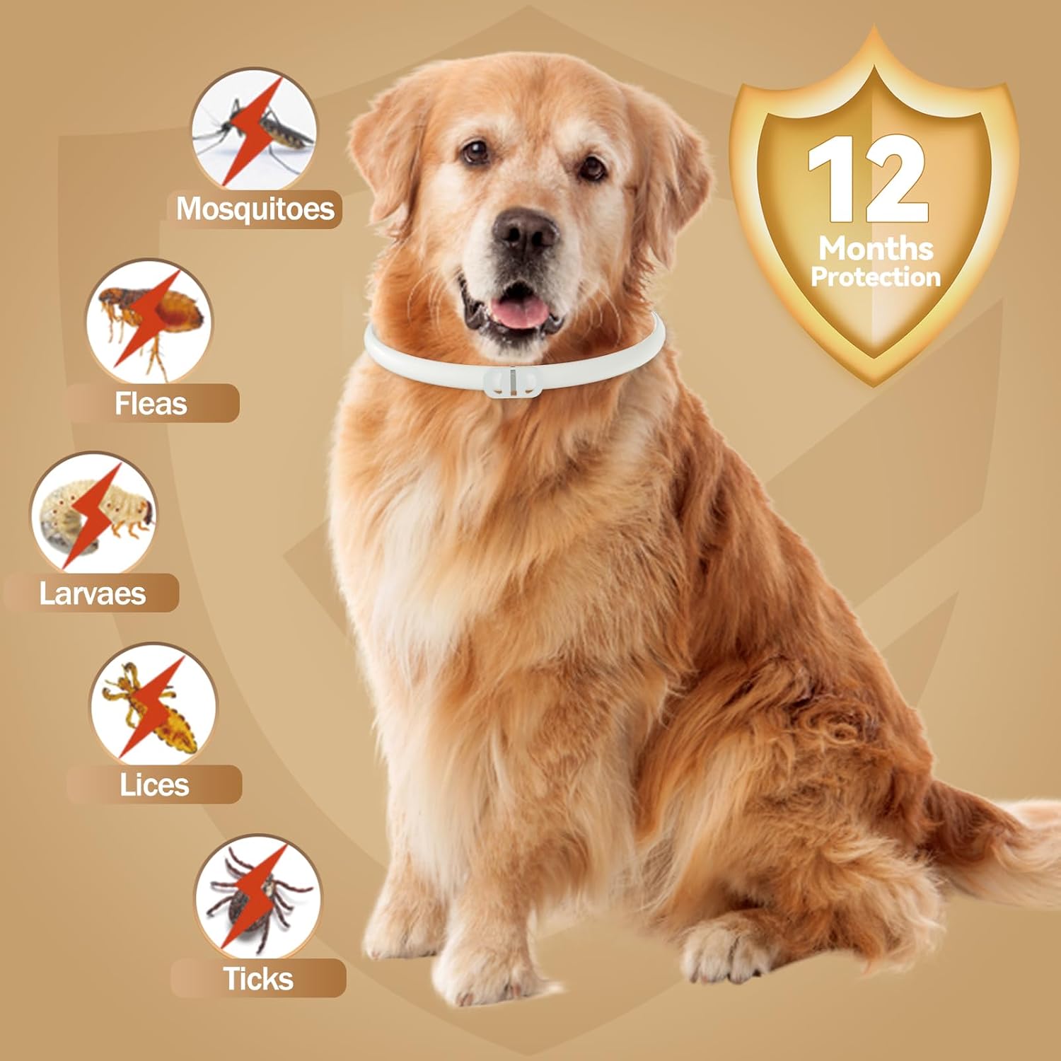 Inpumo Natural Flea Tick Collar for Dogs – 12-Month Waterproof