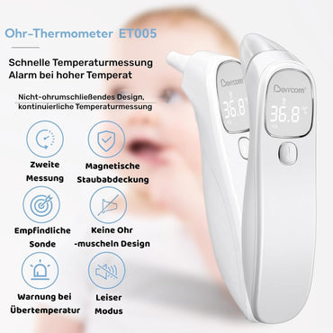 Berrcom Dual-Mode Contactless Forehead and Ear Thermometer with Fever Alarm