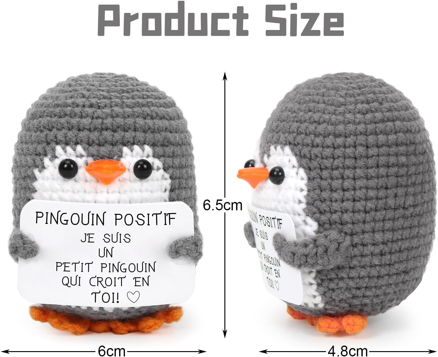 Positive Penguin Plush Toy with Inspirational Card and Storage Pouch