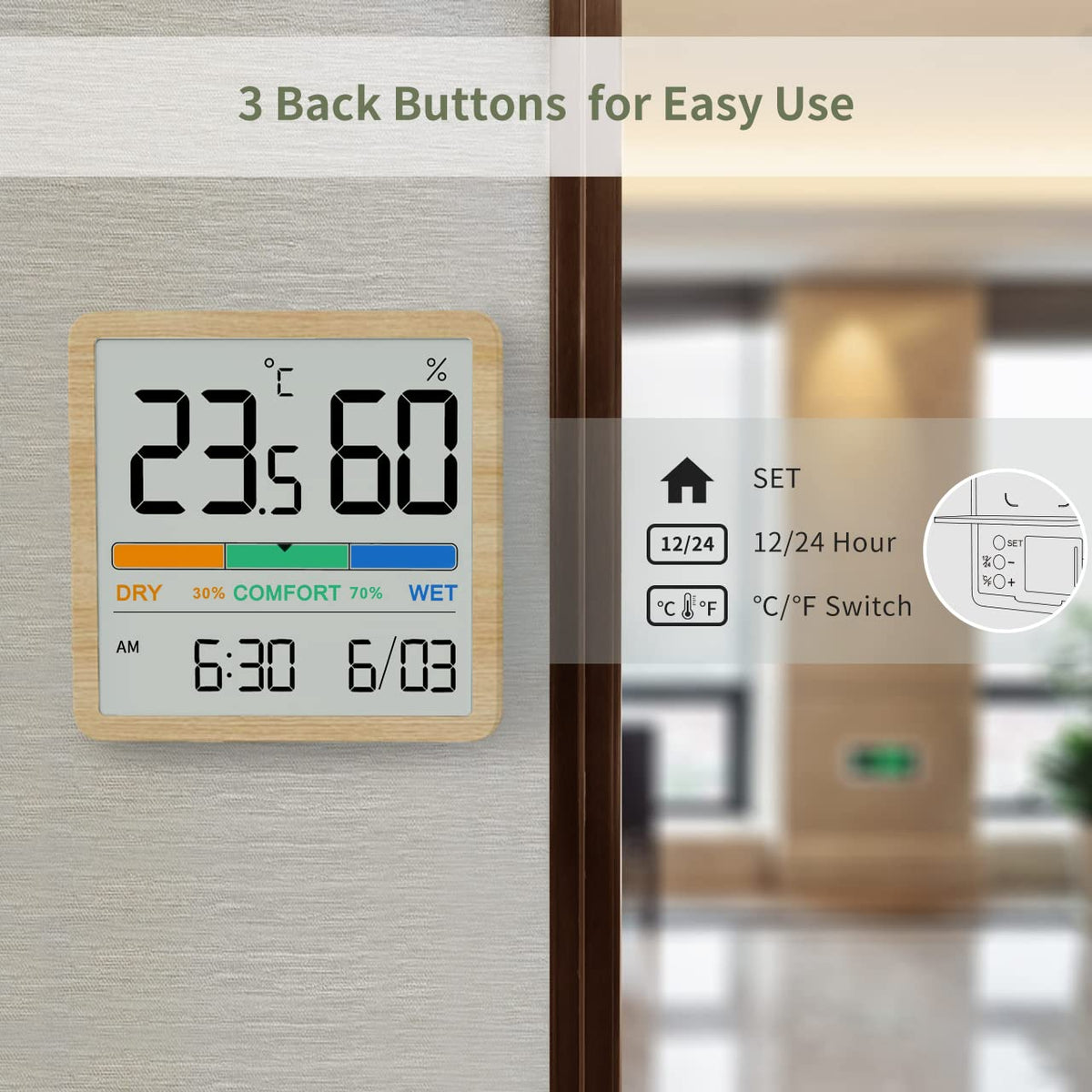 NOKLEAD 5253T Digital Hygrometer Indoor Thermometer