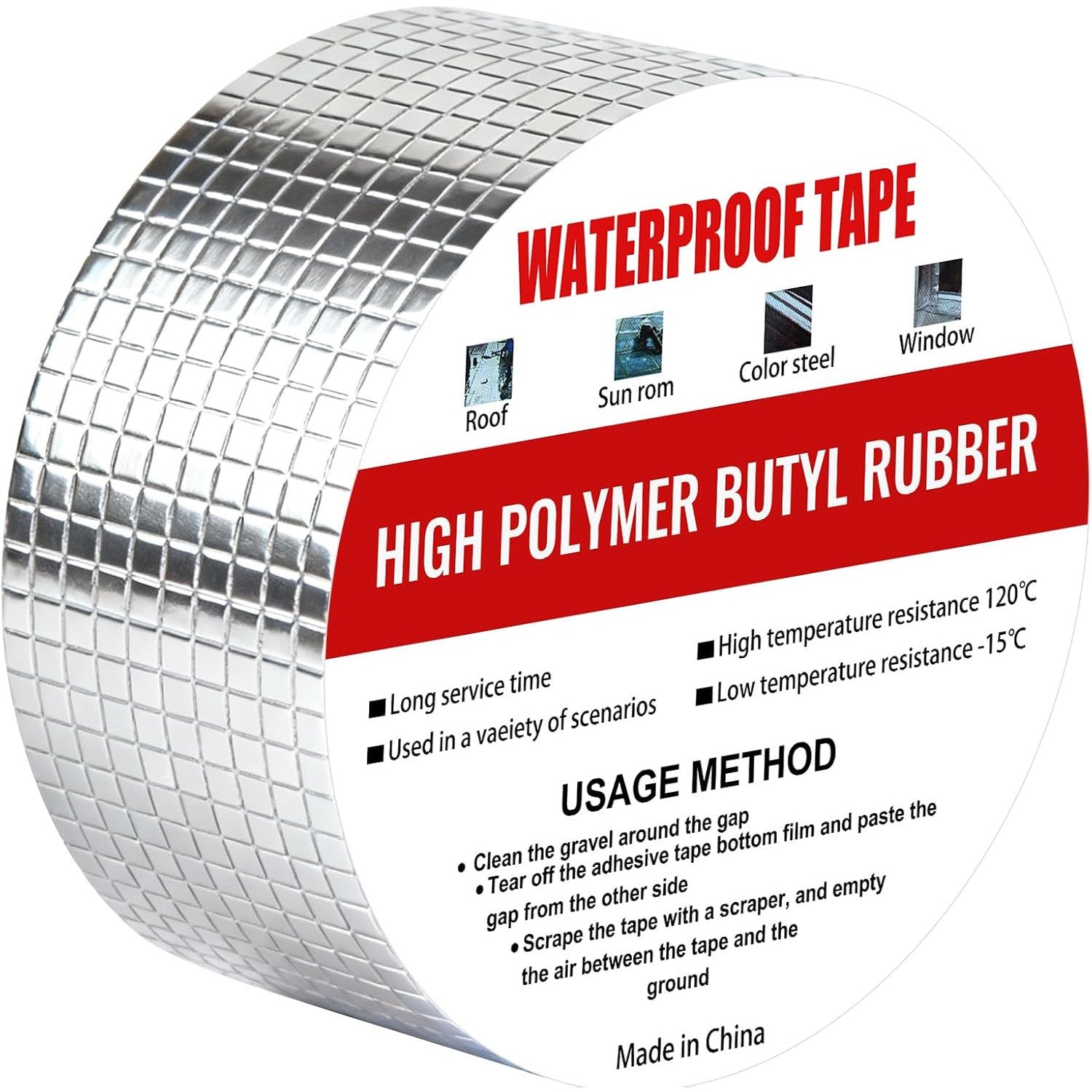 Waterproof Aluminum Butyl Tape 10m x 50mm Roof Repair