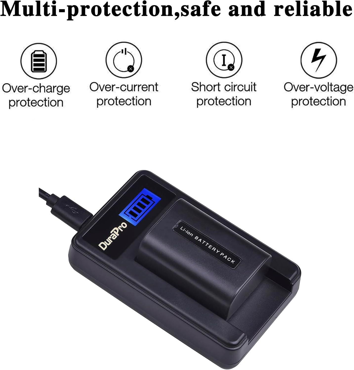 DuraPro 2-Pack 1200mAh NP-FV50 Battery with LCD USB Charger for Sony Handycam HDR-CX150E HDR-CX170 HDR-CX300
