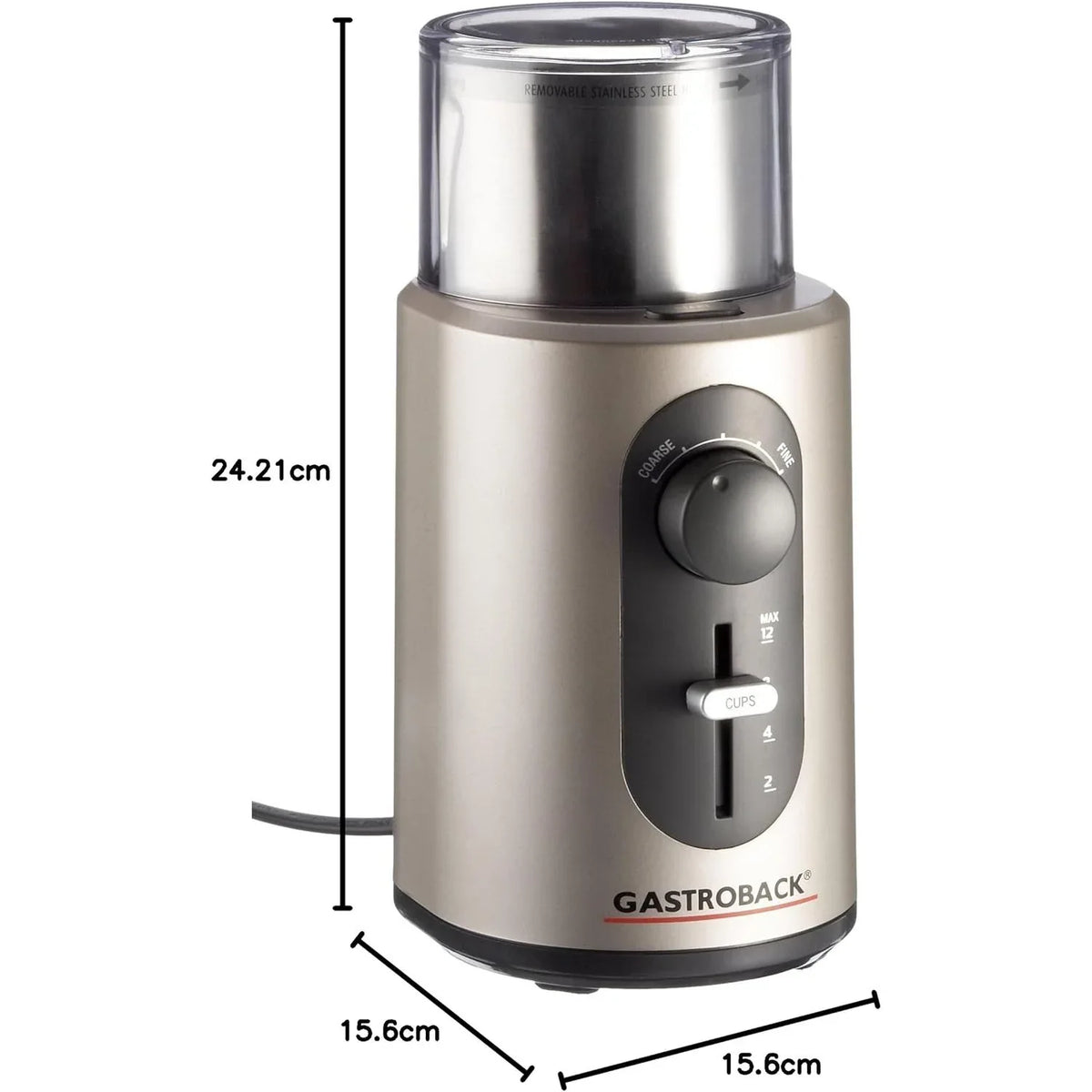 Gastroback Design Coffee Grinder Basic with Stainless Steel Blade and 5 Grind Settings - Gomix Brands Outlet