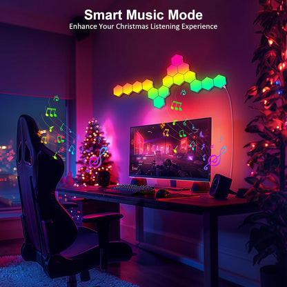 Kangtaixin 8‑Piece LED Hexagon Gaming Wall Light – RGB Music Sync, USB Powered