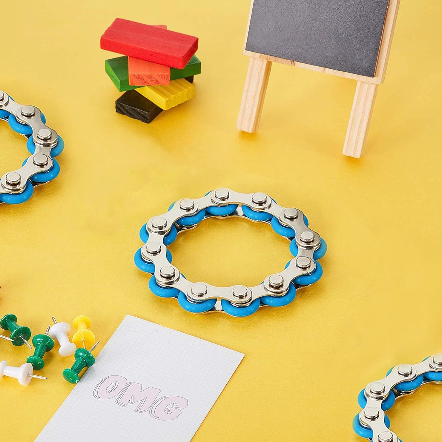 Yomiie 12-Roller Flippy Chain Fidget Toy, ADHD, Anxiety, Stress Relief