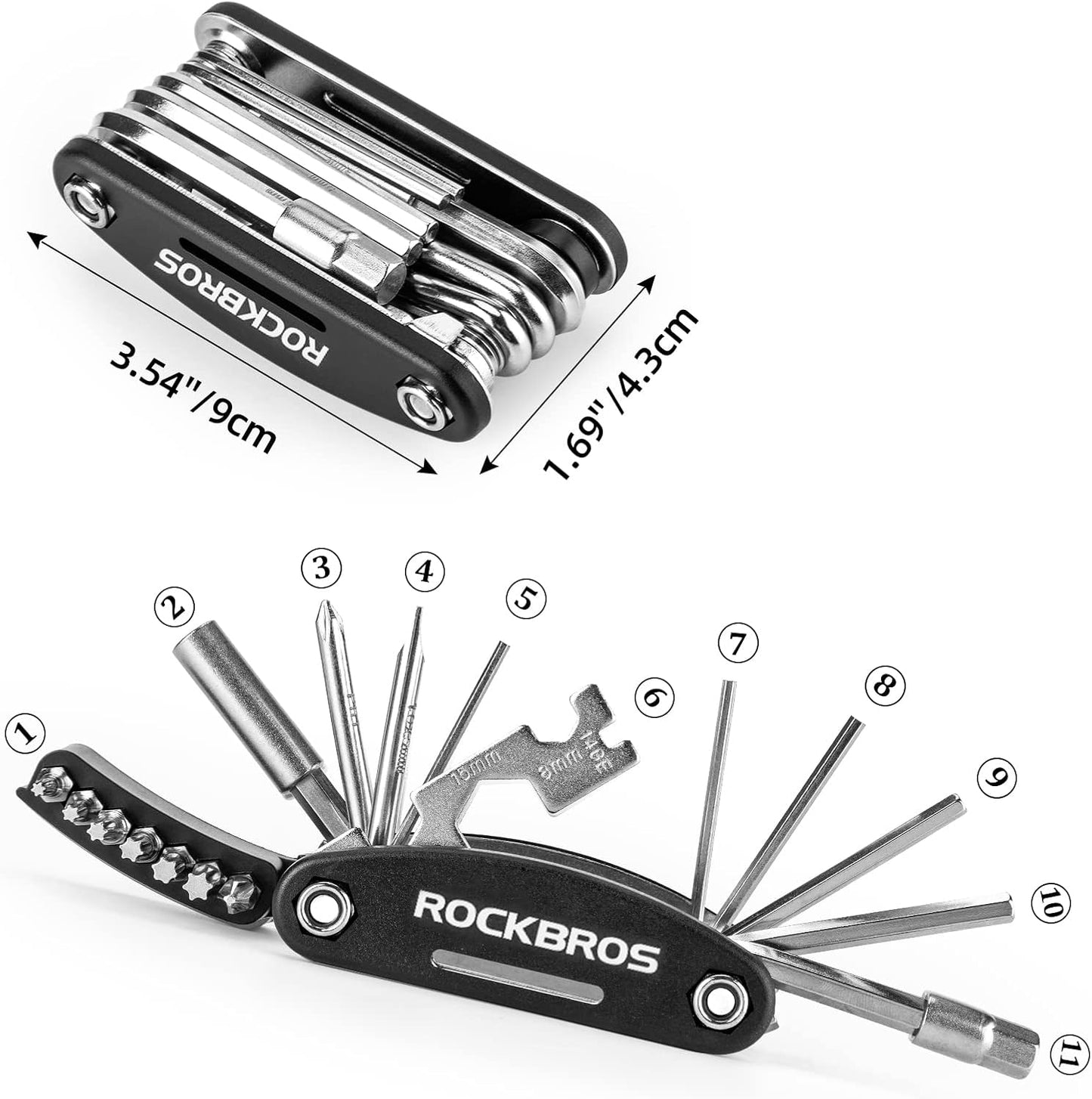 ROCKBROS 16-in-1 Portable Foldable Bike Multitool Kit with Allen Wrench