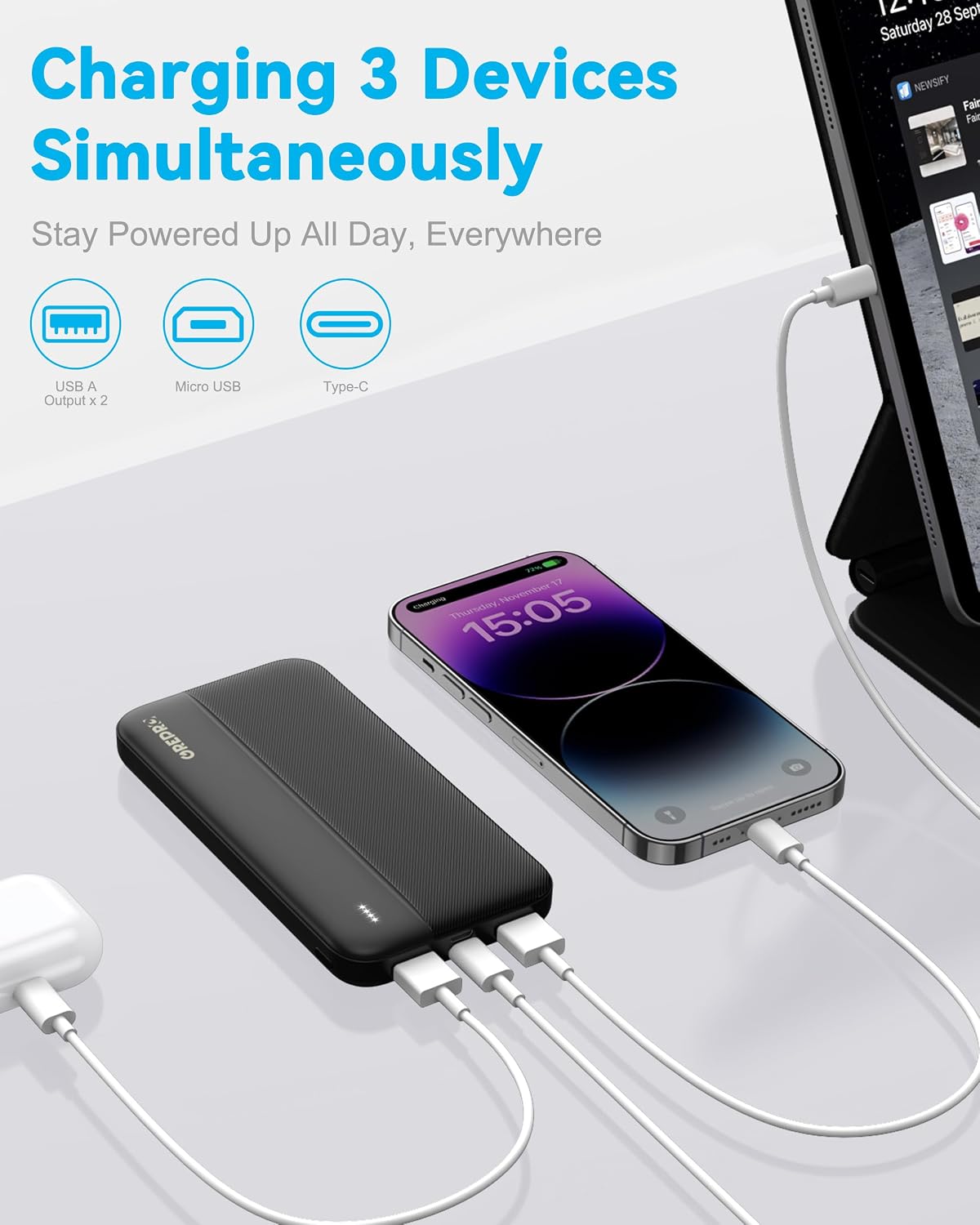 GREPRO HYG035 Compact Power Bank with Type-C Input 10000mAh