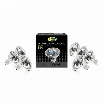 CLAR Halogen Bulb MR11 GU4 20 W 12 V Warm White 2700K Dimmable CRI 95 10-Pack