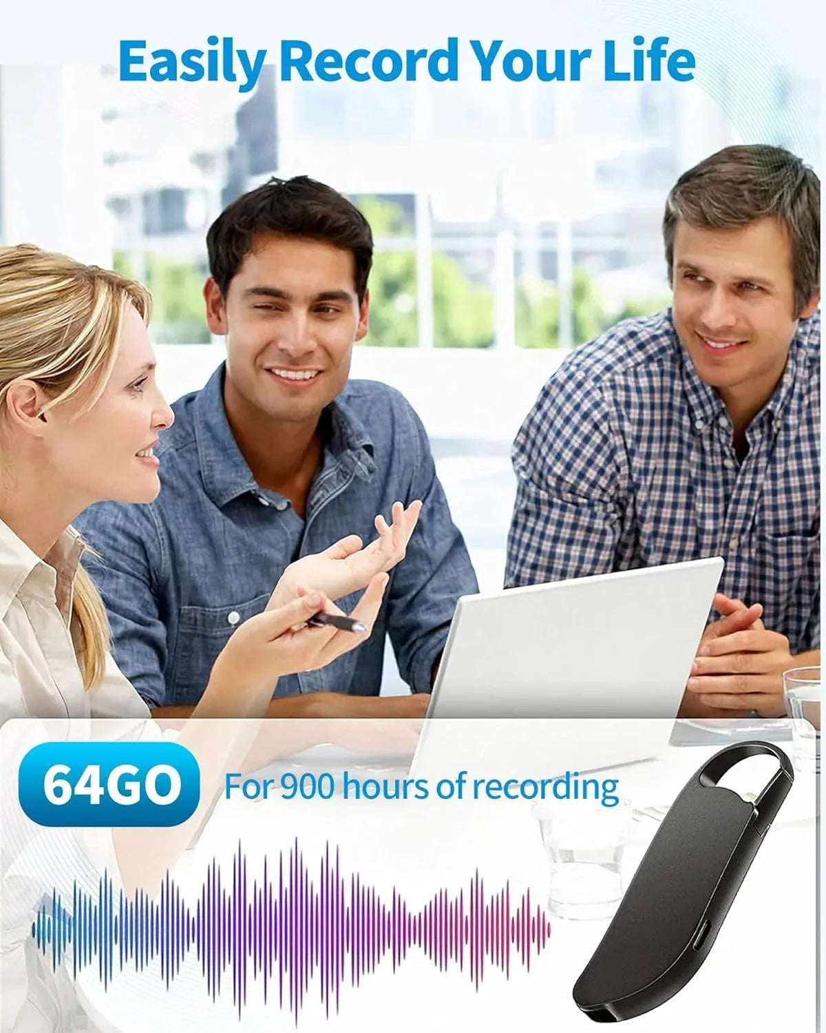 64GB Vandlion Digital Voice Recorder with Triple Noise Reduction - Gomix Brands Outlet