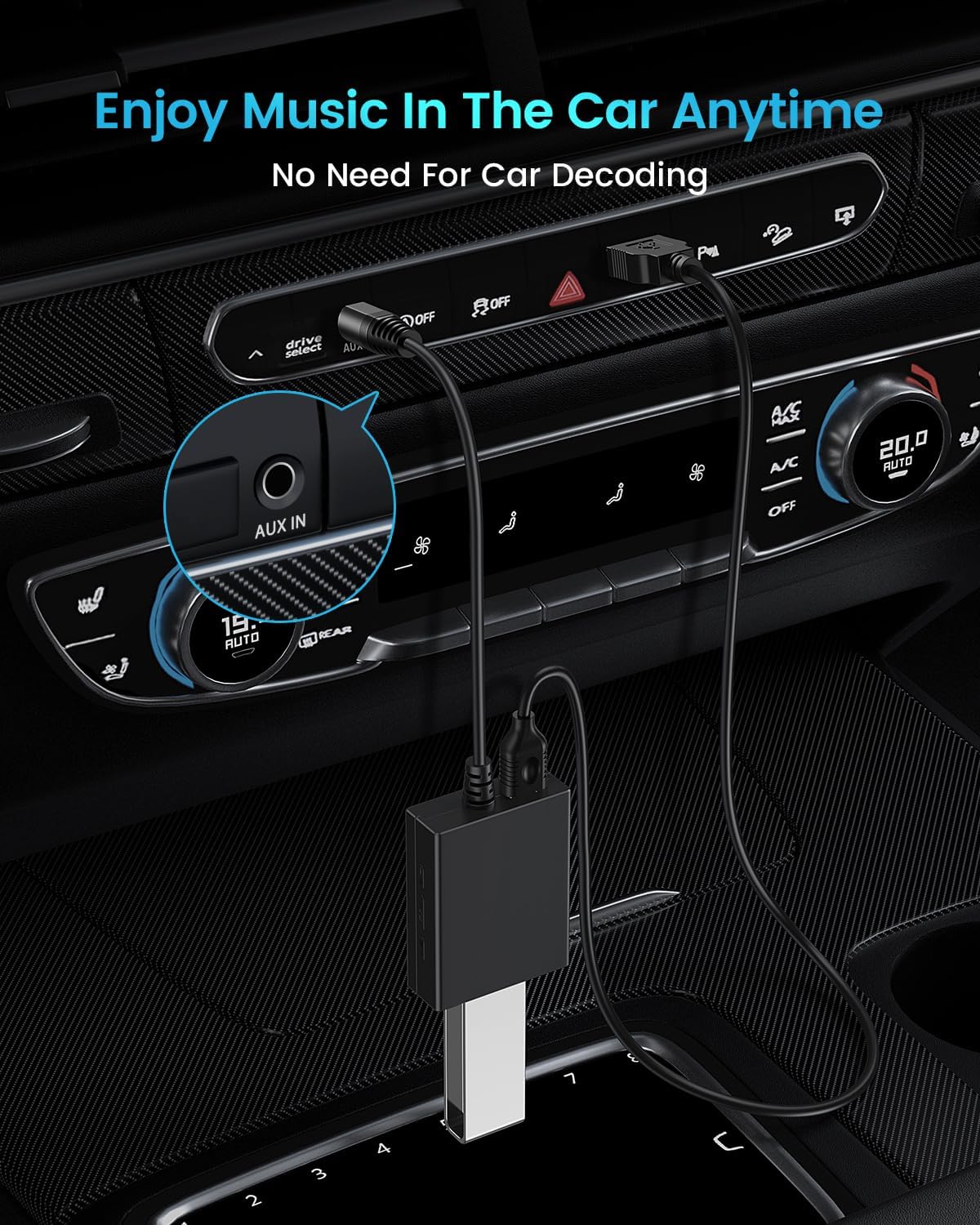 ANDTOBO USB to AUX Audio Adapter, 3.5mm Male to USB Female Audio Adapter for Car Stereo