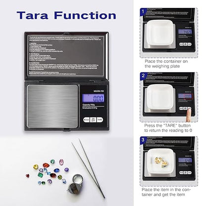 Vinabo Gram Scales Precision Scales 0.01 g Scales Gram 700g/0.01g function