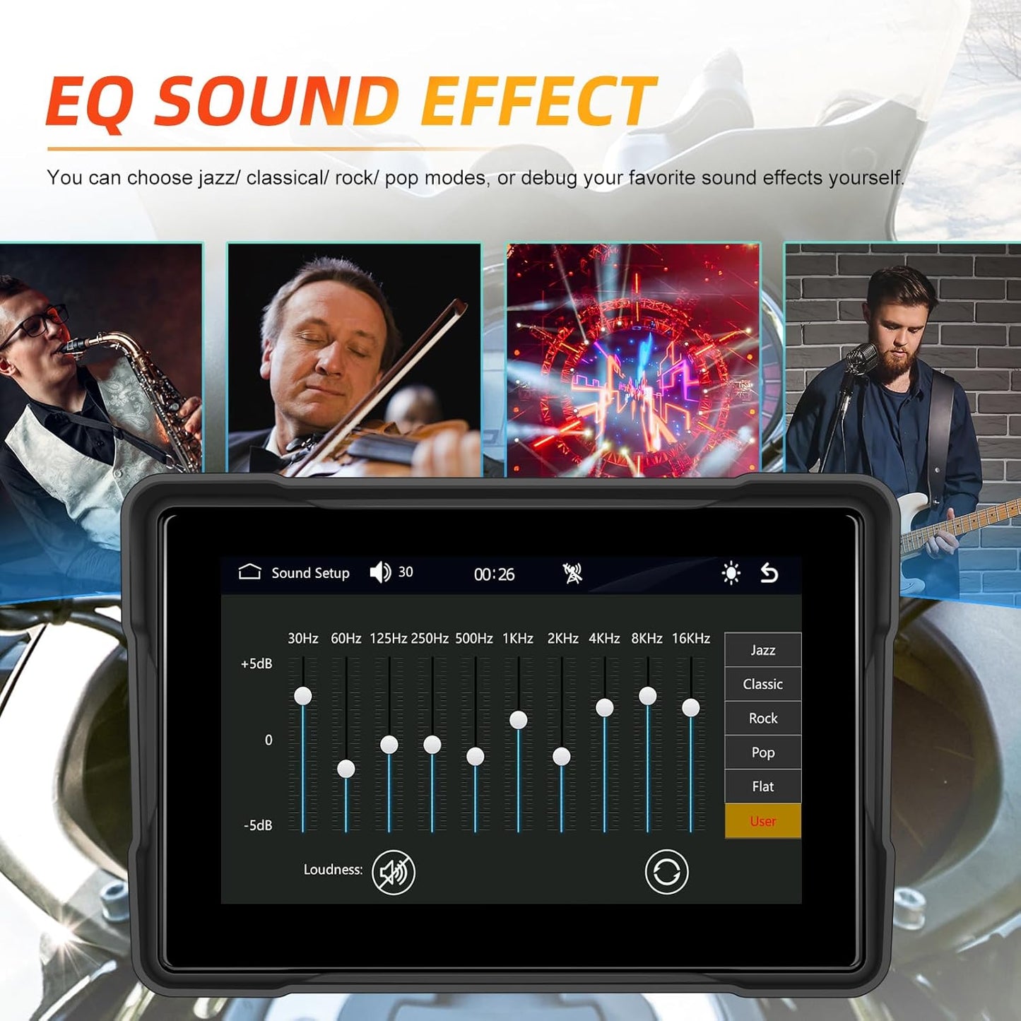 CAMECHO 5-inch Waterproof Wireless Motorcycle CarPlay Android Auto Touchscreen