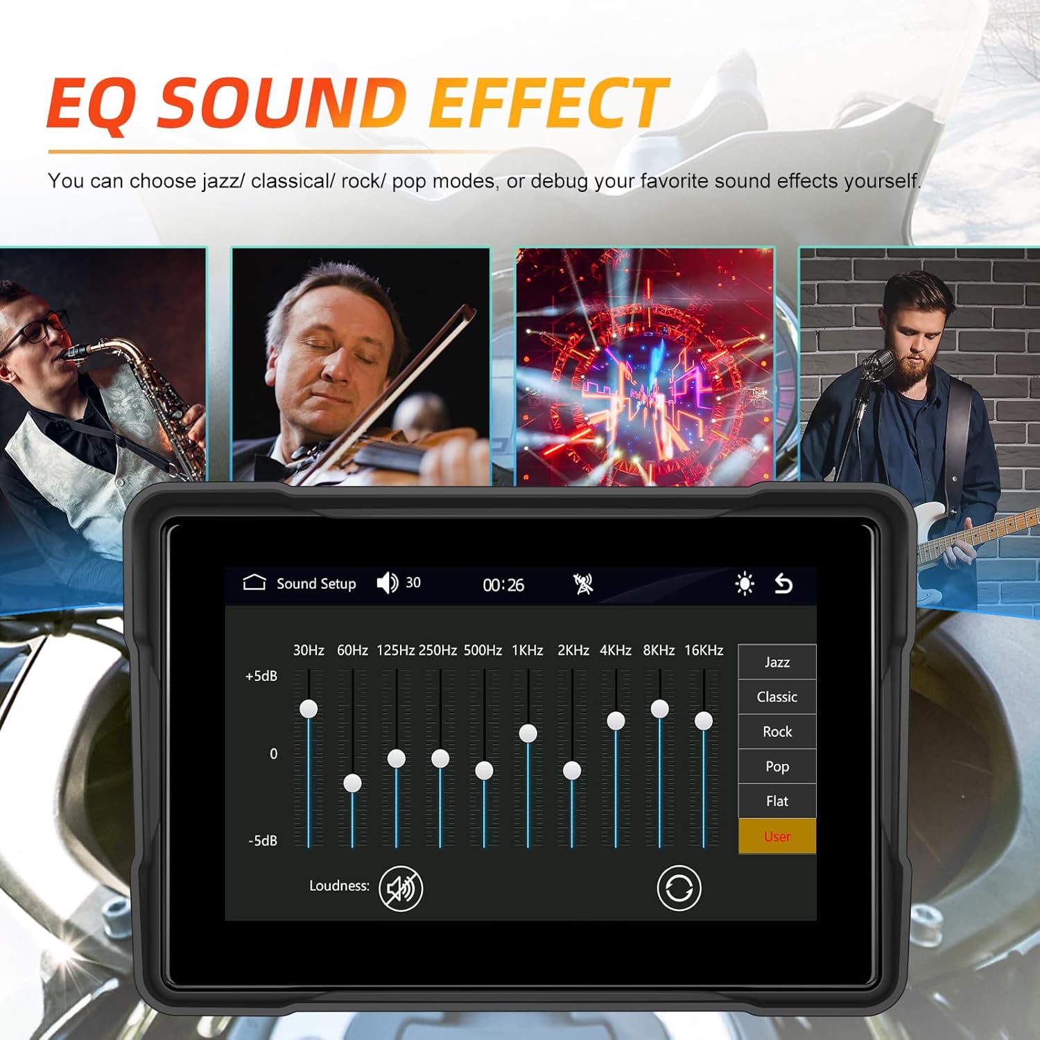 CAMECHO 5-inch Waterproof Wireless Motorcycle CarPlay Android Auto Touchscreen