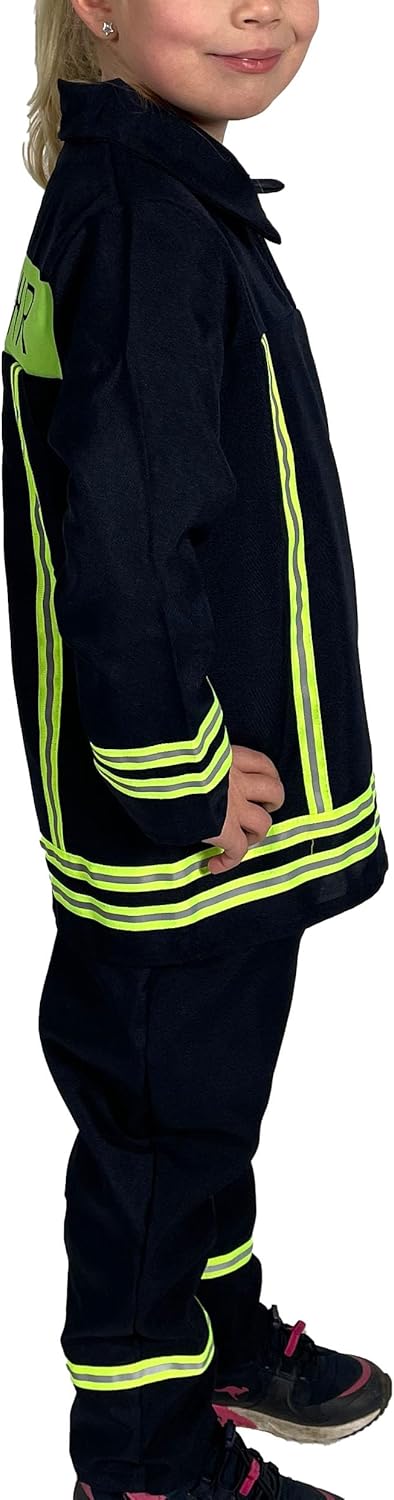 Foxxeo Kids Dark Blue Firefighter Costume Two‑Piece Set with Jacket & Pants