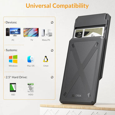 iDsonix 2.5-inch USB 3.0 Hard Drive Enclosure - Black, Tool-Free - Gomix Brands Outlet