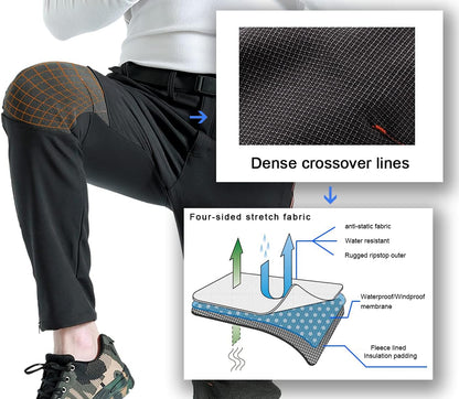 Gash Hao Men's Waterproof Softshell Snowboard Pants for Skiing and Hiking