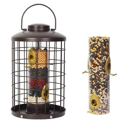 Heavy-Duty Metal Cage Bird Feeder with 4 Ports