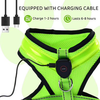 Fancysky Luminous Rechargeable LED Dog Harness for Enhanced Night Safety