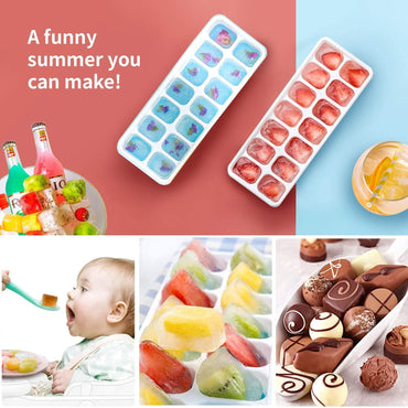 Silicone Ice Cube Tray Lid – 14 Cubes, 4 Pack