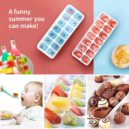 Silicone Ice Cube Tray Lid – 14 Cubes, 4 Pack