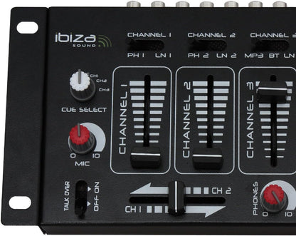 Ibiza DJ21USB-BT Bluetooth USB 4-Channel 7-Input DJ Mixer Console