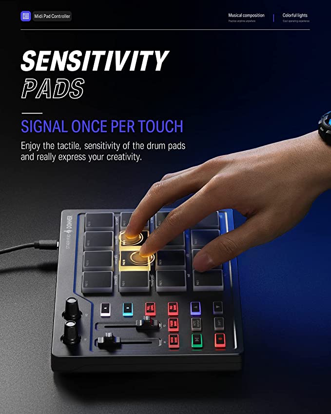 Donner STARRYPAD 16-Pad Ultra-Lightweight Portable MIDI Drum Machine