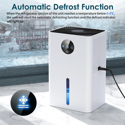 Quiet 63oz Portable Dehumidifier with Auto Shut Off, 7-Color Light