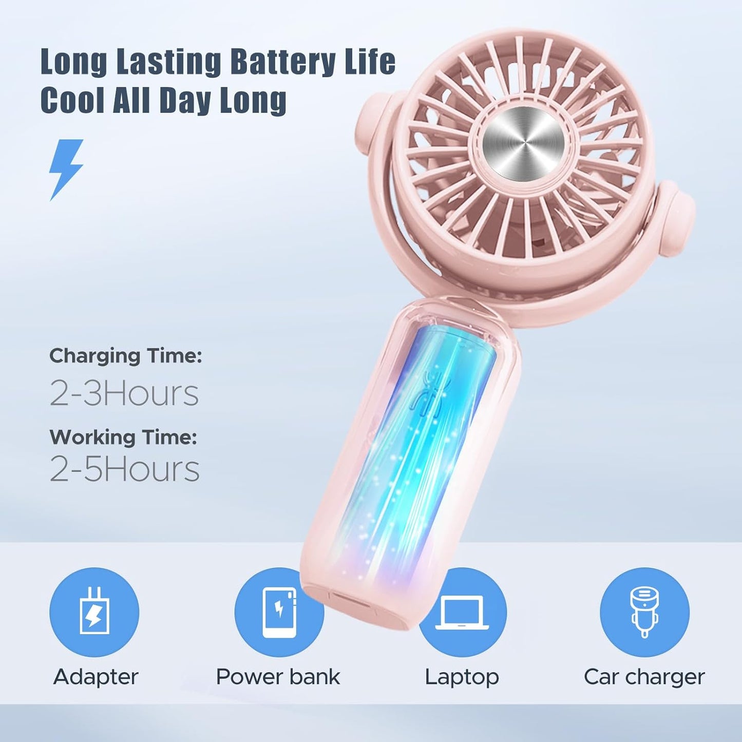 QearFun Mini USB Handheld Fan with 3 Speeds – Green