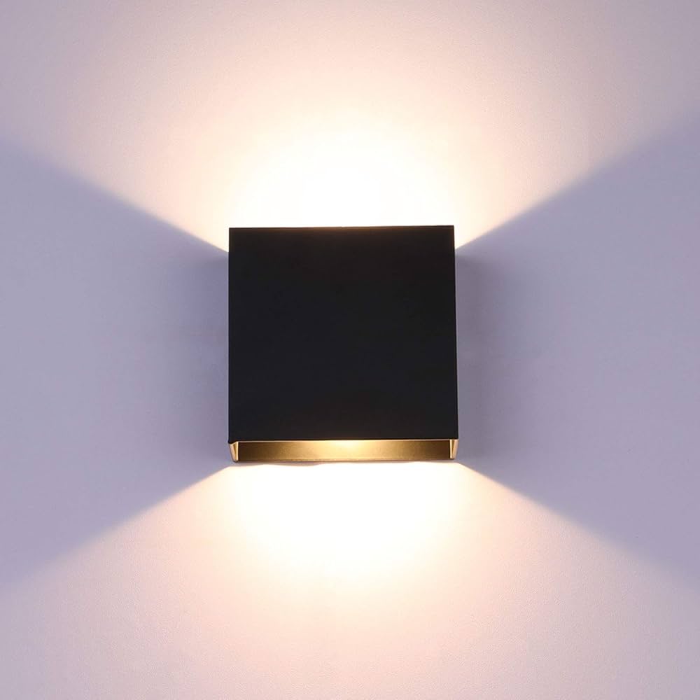 Glighone Modern Dimmable LED Up-Down Wall Light Sconce, Black Aluminum, 10W