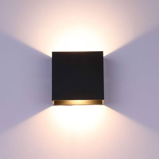Glighone Modern Dimmable LED Up-Down Wall Light Sconce, Black Aluminum, 10W