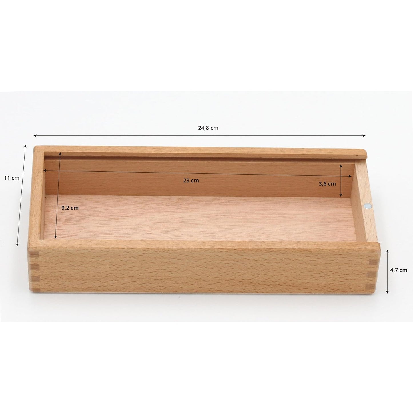 Premium Beech Wood Pencil Box with Magnetic Sliding Lid
