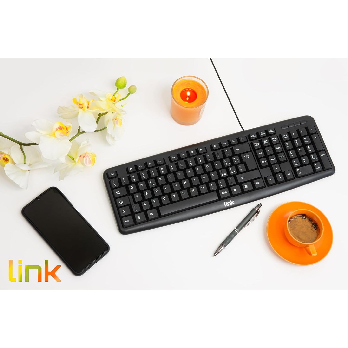 LINK Italian USB Full-Size 108-Key Keyboard with Standard Layout Black