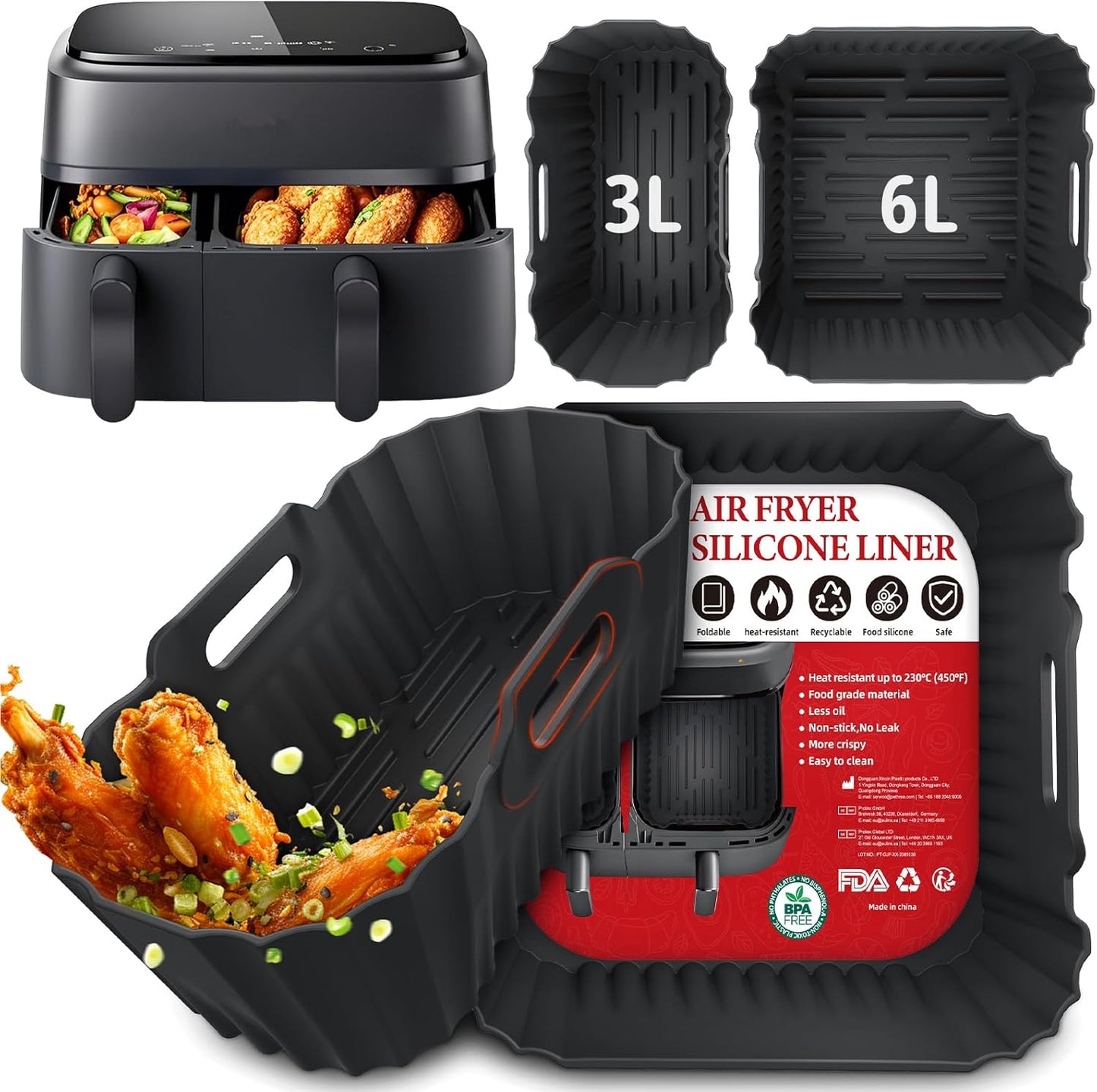 PETHREE Silicone Mould for Philips Airfryer Dual Basket 6L/3L