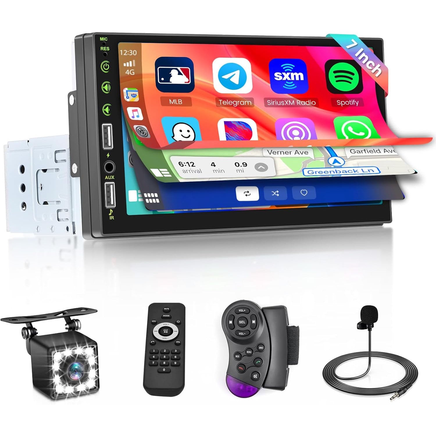 Hikity 7‑Inch 1‑DIN CarPlay Android Bluetooth Touch Radio with Camera