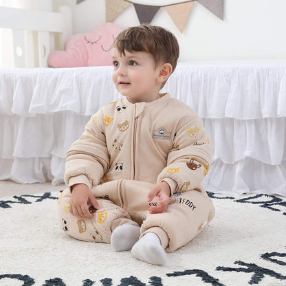 Cozy Bear-Themed Warm Lined Baby Sleeping Bag with Removable Sleeves